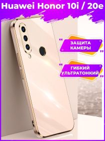 6D Силиконовый противоударный чехол с защитой камеры бампер для Huawei Honor 10i / 20e Розовое золото