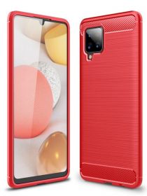 Brodef Carbon Силиконовый чехол для Samsung Galaxy A42 красный
