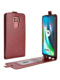 Brodef Flip вертикальный эко кожаный чехол книжка Motorola Moto G9 Play / Moto E7 plus коричневый