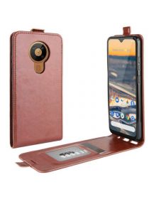 Brodef Flip вертикальный эко кожаный чехол книжка Nokia 5.3 коричневый