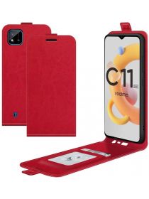 Brodef Flip вертикальный эко кожаный чехол книжка Realme C11 2021 Красный