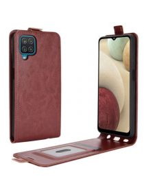 Brodef Flip вертикальный эко кожаный чехол книжка Samsung Galaxy A12 коричневый