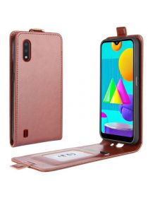 Brodef Flip вертикальный эко кожаный чехол книжка Samsung Galaxy M01 коричневый