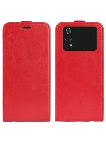Brodef Flip вертикальный эко кожаный чехол книжка Xiaomi Poco M4 Pro 4G Красный