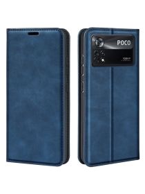 Brodef Wish кожаный чехол книжка Xiaomi Poco X4 Pro 5G Синий