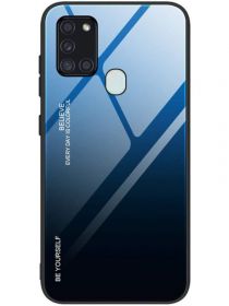 Brodef Gradation стеклянный чехол для Samsung Galaxy A21s синий