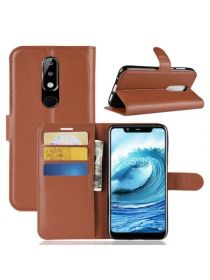 Brodef Wallet Чехол книжка кошелек для Nokia 5.1 Plus коричневый