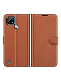 Brodef Wallet Чехол книжка кошелек для Realme C21 коричневый