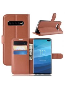 Brodef Wallet Чехол книжка кошелек для Samsung Galaxy S10 Plus коричневый
