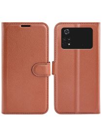 Brodef Wallet Чехол книжка кошелек для Xiaomi Poco M4 Pro 4G коричневый