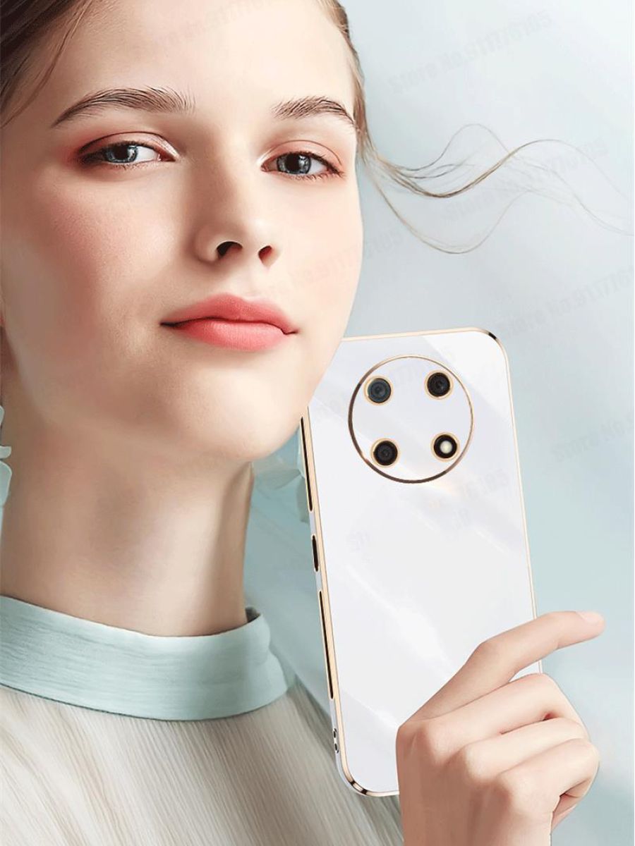 6D Силиконовый чехол бампер с защитой камеры на Huawei nova Y90 Розовое Золото