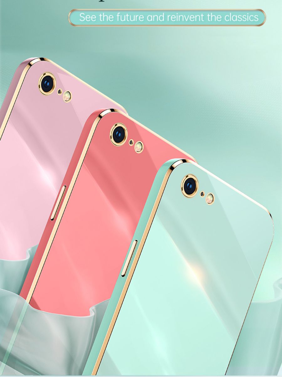 6D Силиконовый чехол бампер с защитой камеры на iPhone SE 2020 / iPhone 7 / iPhone 8 Розовое Золото