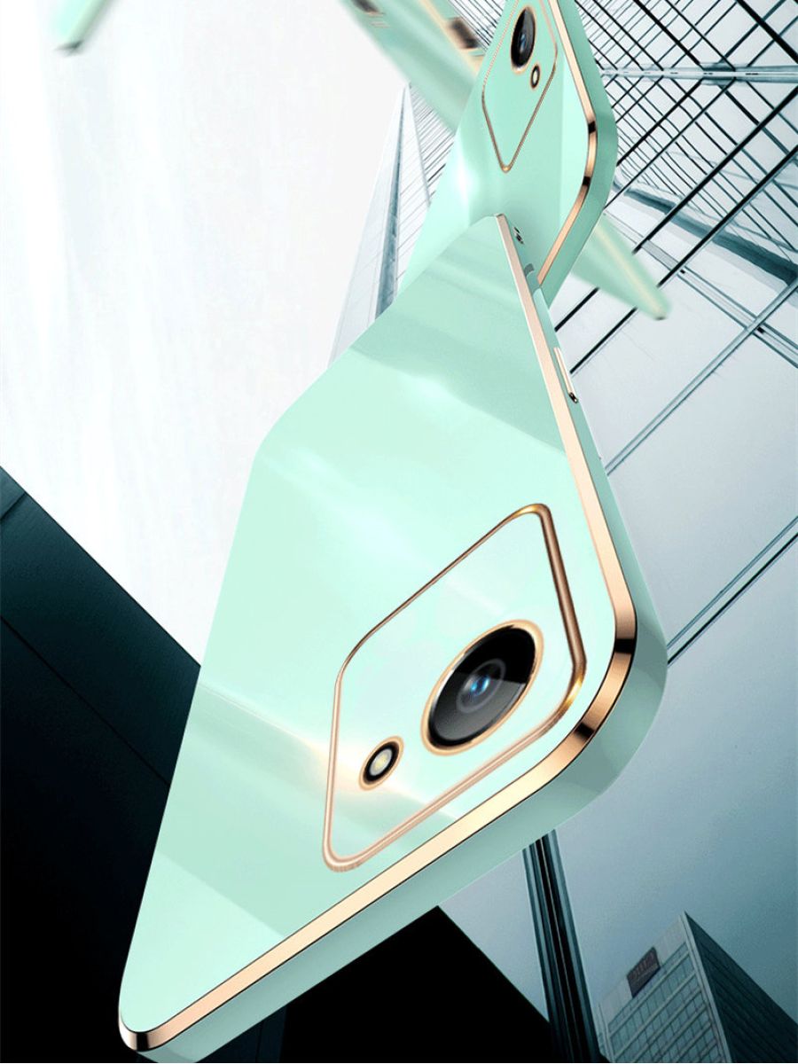 6D Силиконовый чехол бампер с защитой камеры на Realme C30 Зеленый