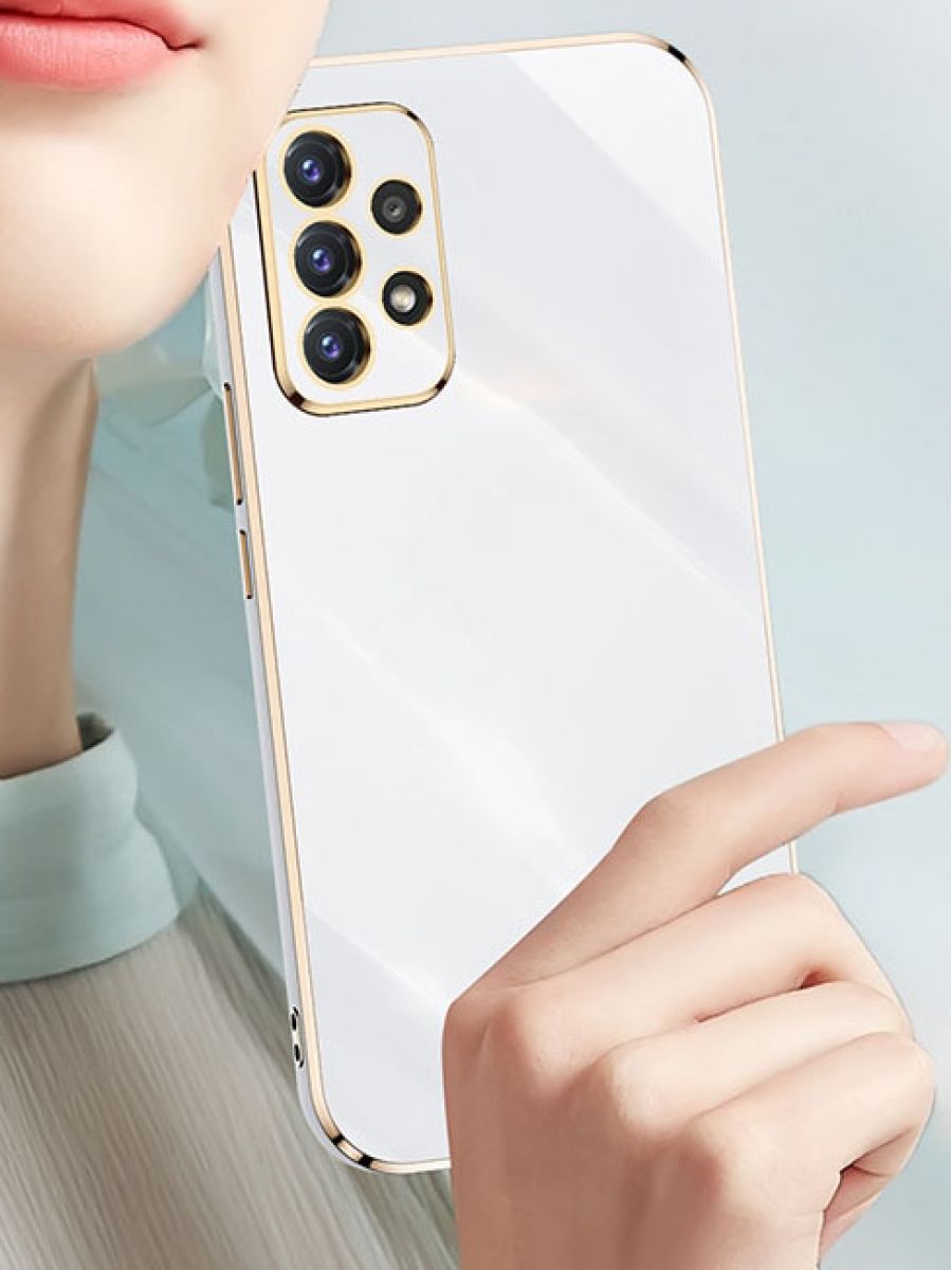 6D Силиконовый чехол бампер с защитой камеры на Samsung Galaxy A23 Розовое Золото