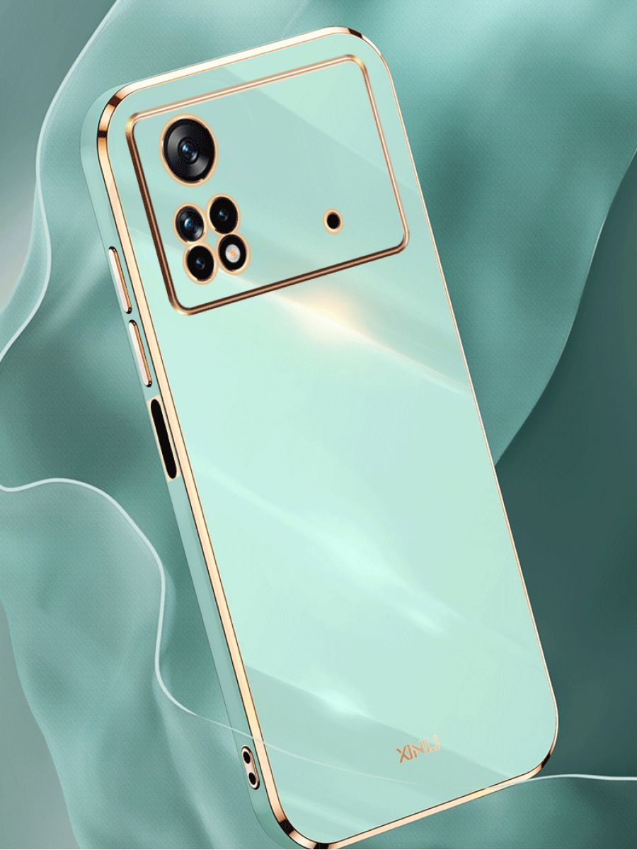 6D Силиконовый чехол бампер с защитой камеры на Xiaomi Poco X4 Pro 5G Зеленый