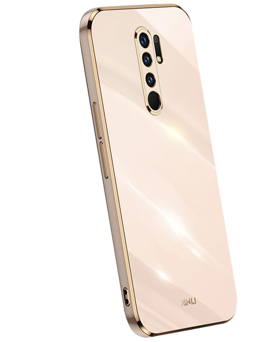 6D Силиконовый чехол бампер с защитой камеры на Xiaomi Redmi 9 Розовое Золото