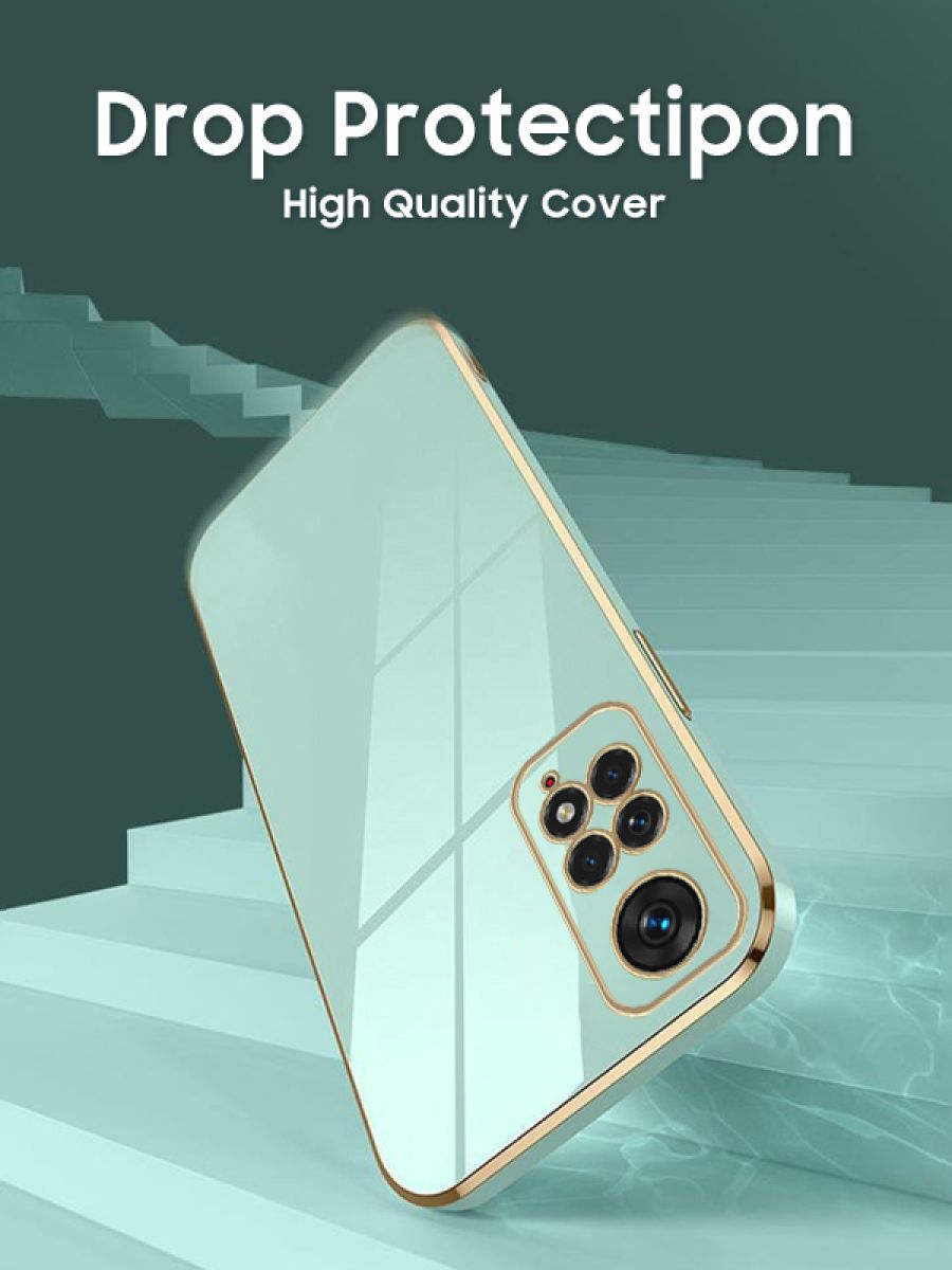 6D Силиконовый чехол бампер с защитой камеры на Xiaomi Redmi Note 11 / 11S Розовое Золото