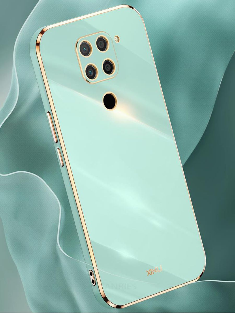 6D Силиконовый чехол бампер с защитой камеры на Xiaomi Redmi Note 9 Розовое Золото