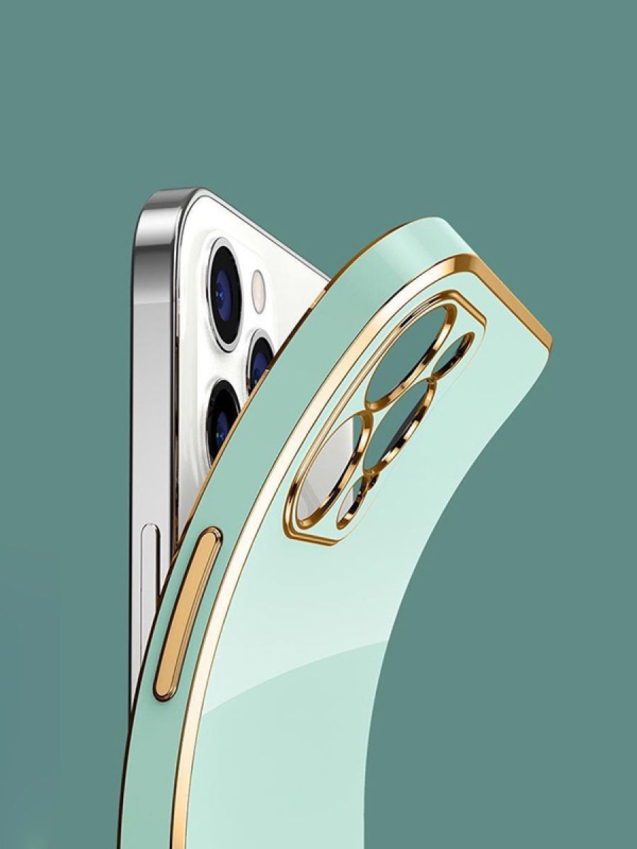 6D Силиконовый противоударный чехол с защитой камеры бампер для iPhone 14 pro max Розовое Золото