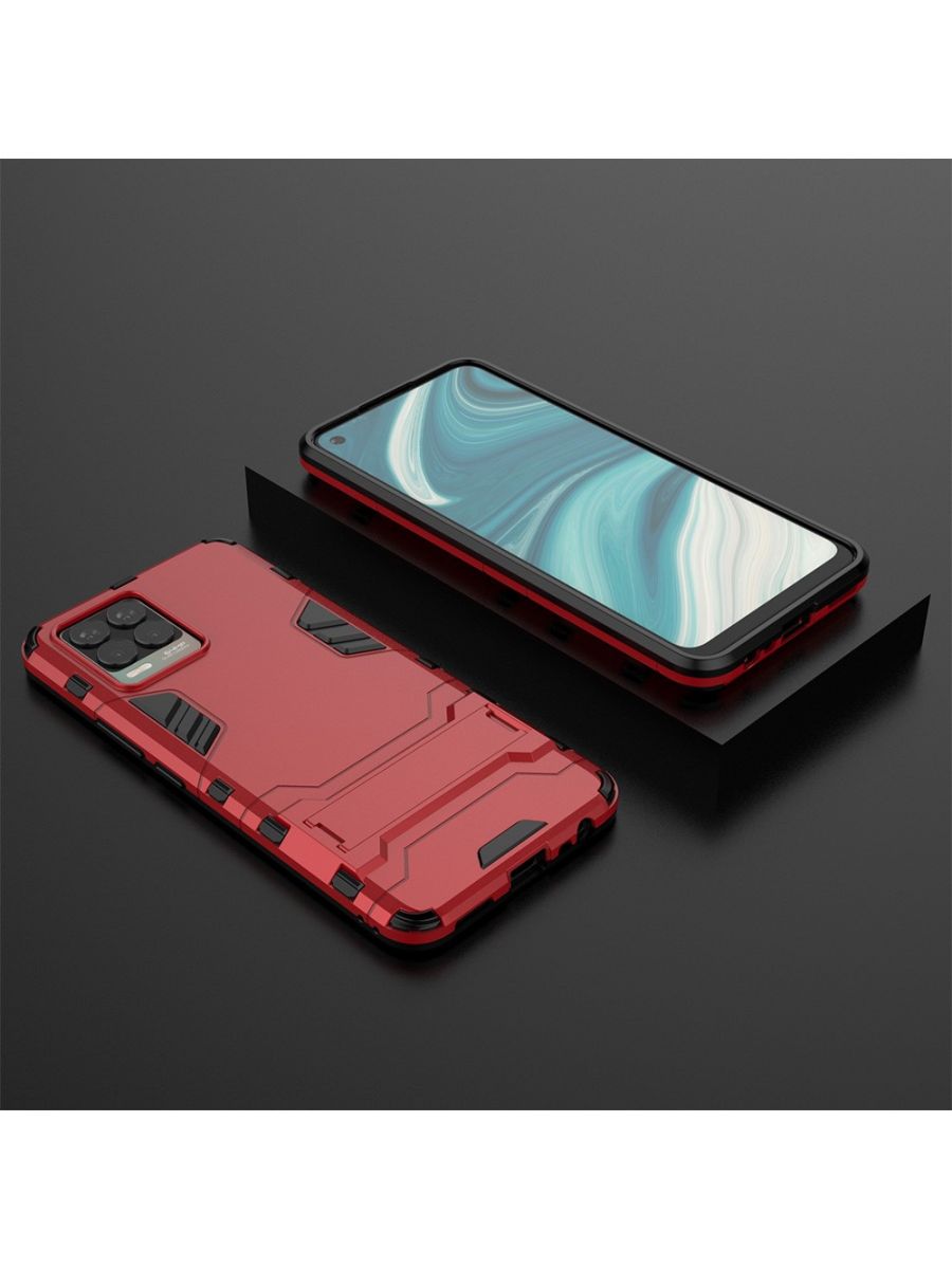 Brodef IRON Противоударный с подставкой чехол для Realme 8 Pro / Realme 8 Красный