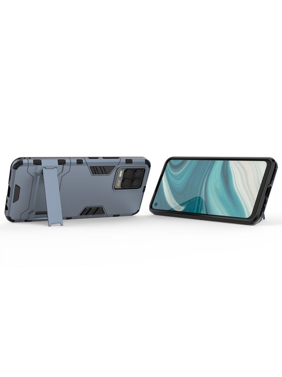 Brodef IRON Противоударный с подставкой чехол для Realme 8 Pro / Realme 8 Синий