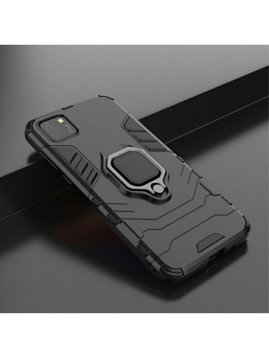 Brodef Ring Противоударный с подставкой чехол для Huawei Y5p / Honor 9S Черный