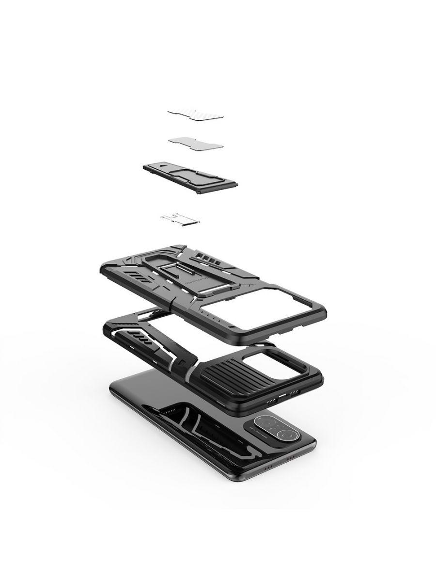 Brodef Chariot Противоударный с подставкой чехол для Xiaomi Poco F3 Черный