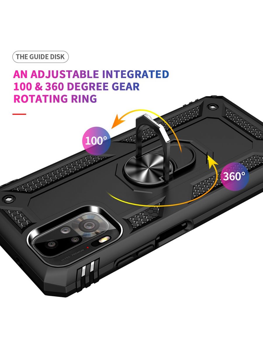 ArmaRing чехол с кольцом подставкой и автодержателем для Xiaomi Redmi Note 10 Черный