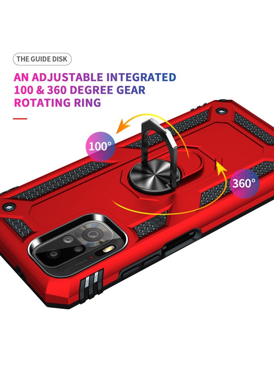 ArmaRing чехол с кольцом подставкой и автодержателем для Xiaomi Redmi Note 10 Красный