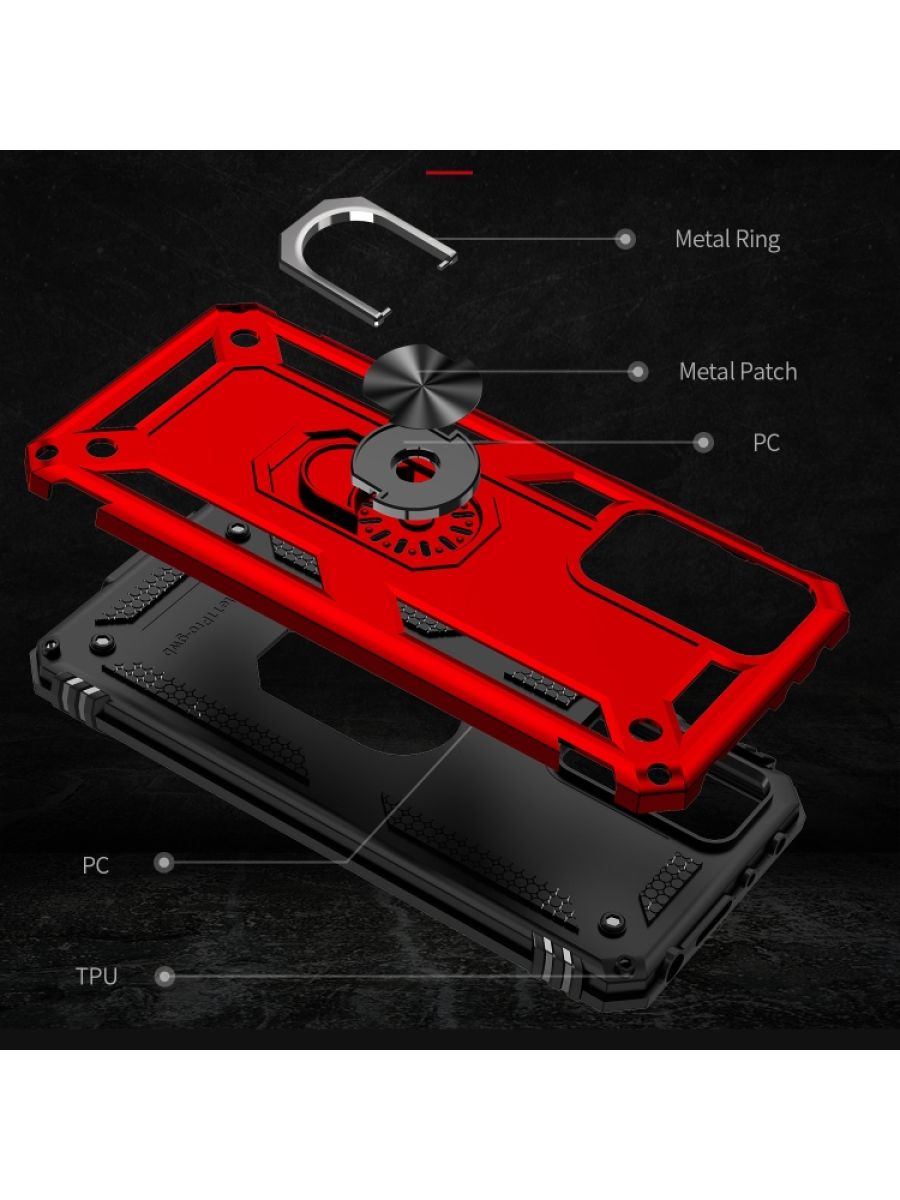 ArmaRing чехол с кольцом подставкой и автодержателем для Xiaomi Redmi Note 11 Pro Красный
