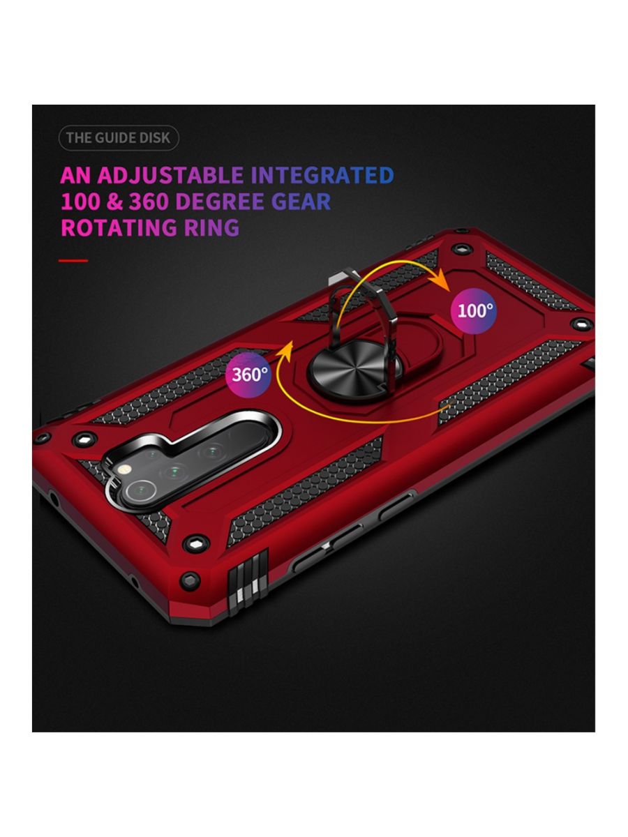 ArmaRing чехол с кольцом подставкой и автодержателем для Xiaomi Redmi Note 8 Pro Красный