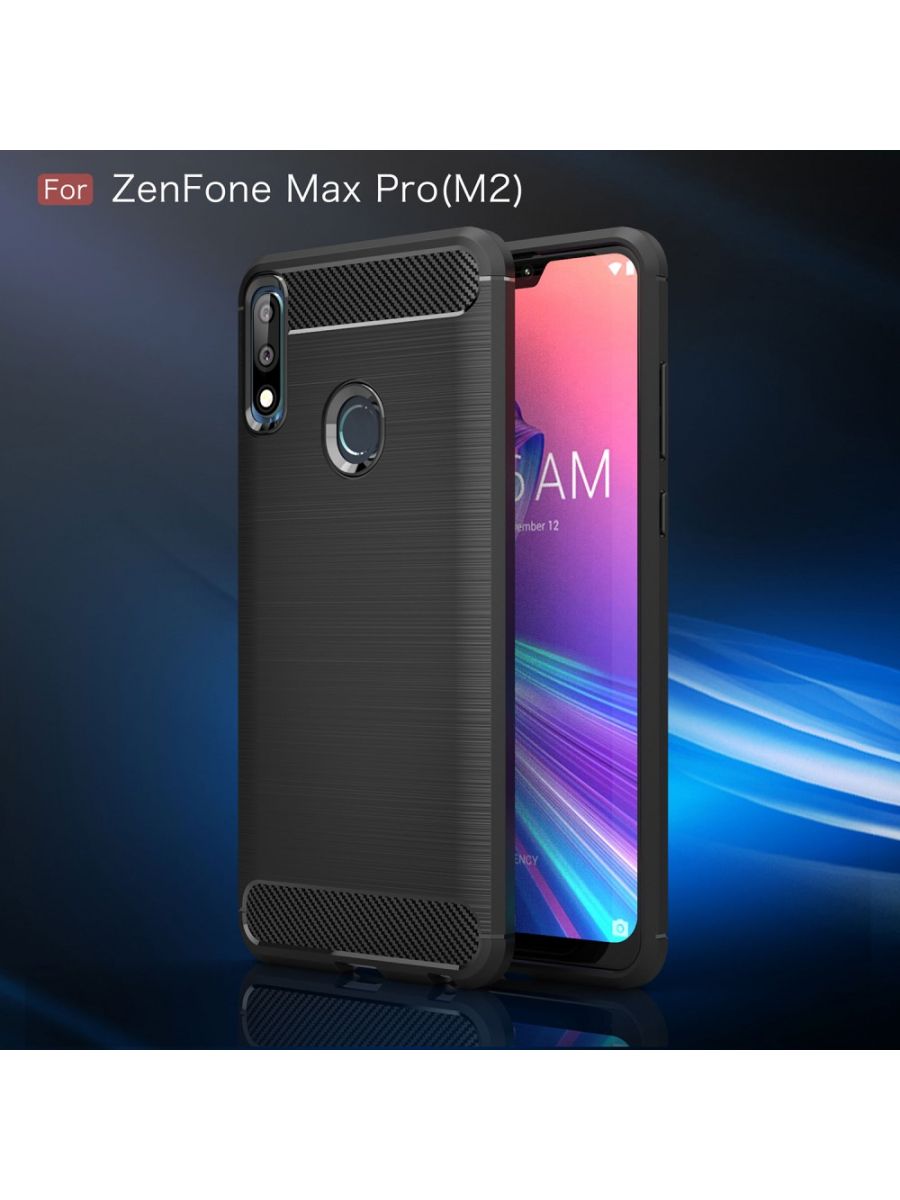 Brodef Carbon Силиконовый чехол для Asus Zenfone Max Pro M2 ZB631KL Черный