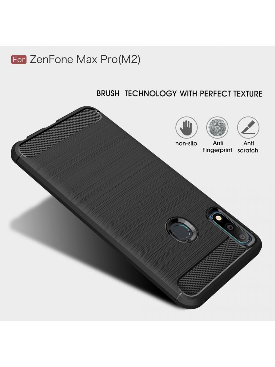 Brodef Carbon Силиконовый чехол для Asus Zenfone Max Pro M2 ZB631KL Черный