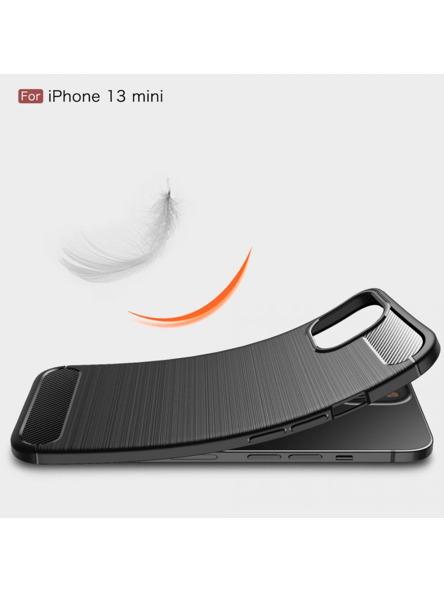 Brodef Carbon Силиконовый чехол для iPhone 13 mini Черный