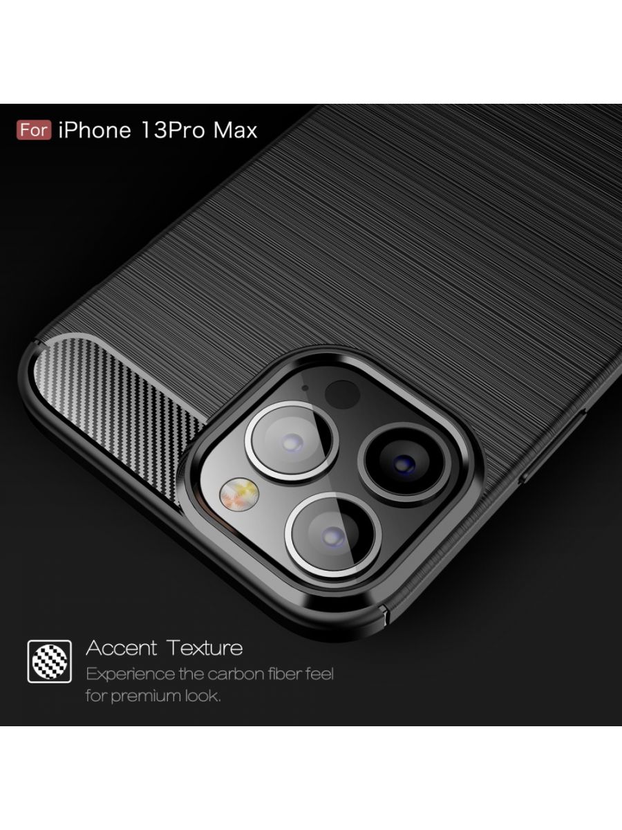 Brodef Carbon Силиконовый чехол для iPhone 13 Pro Max Красный