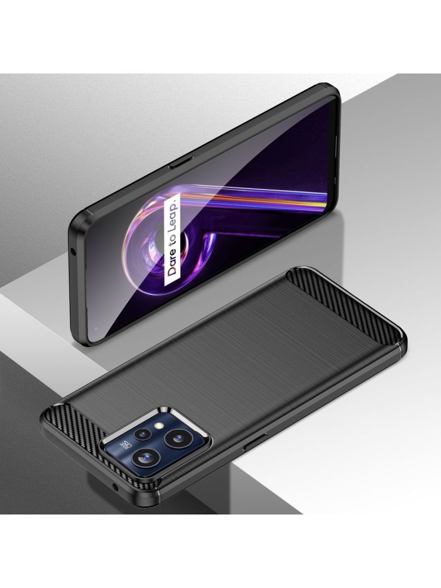 Brodef Carbon Силиконовый чехол для Realme 9 Pro Plus / Realme 9 Pro+ Черный