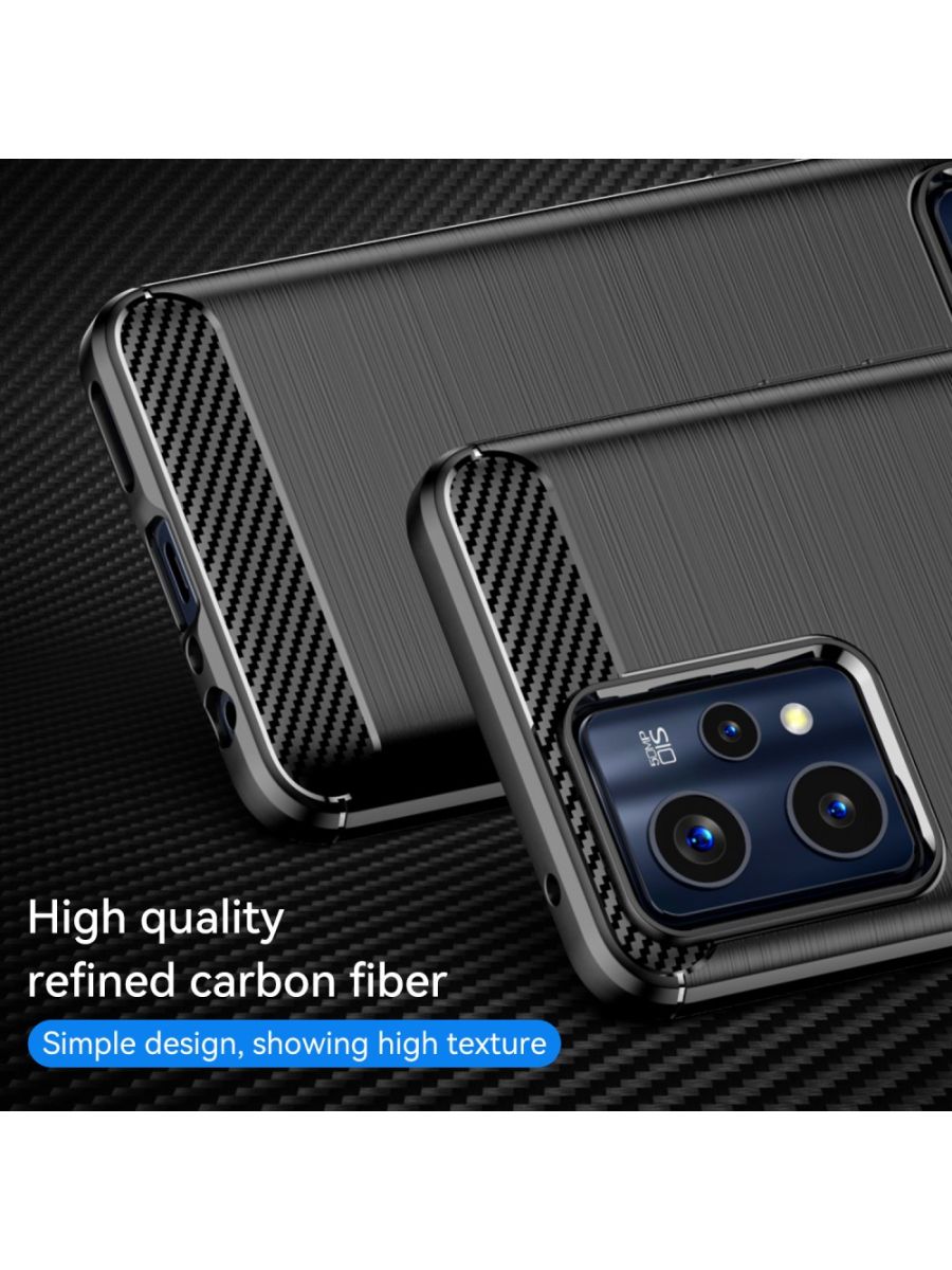 Brodef Carbon Силиконовый чехол для Realme 9 Pro Plus / Realme 9 Pro+ Черный