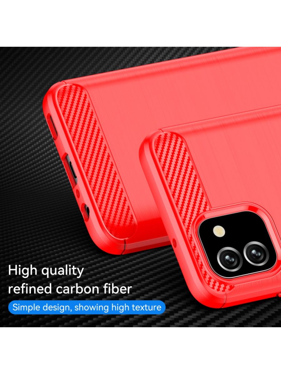Brodef Carbon Силиконовый чехол для Samsung Galaxy A03 Красный