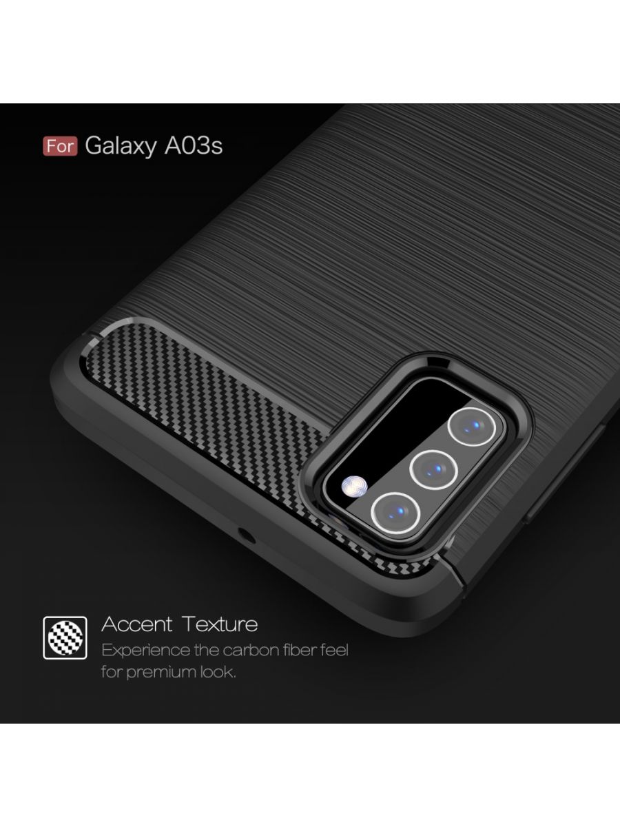 Brodef Carbon Силиконовый чехол для Samsung Galaxy A03s Черный
