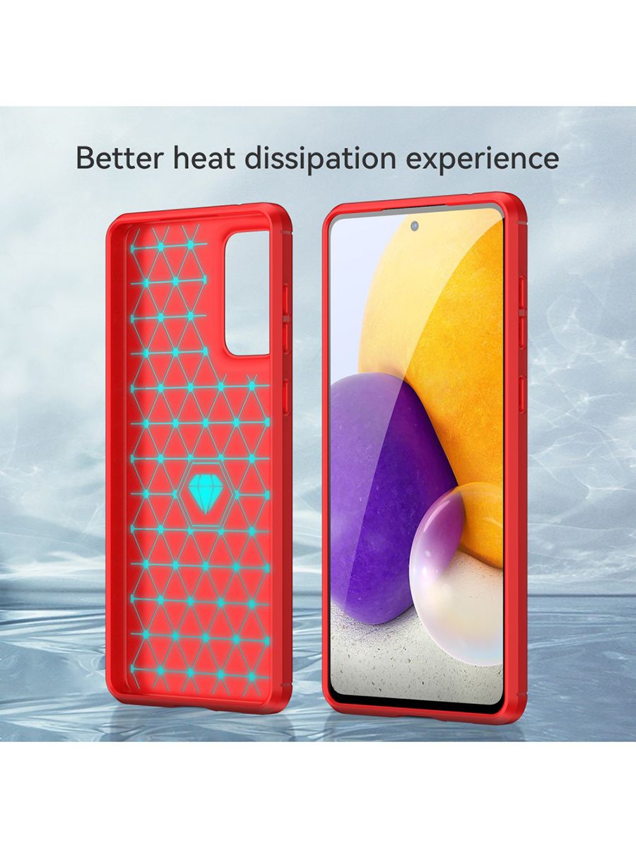 Brodef Carbon Силиконовый чехол для Samsung Galaxy A73 Красный
