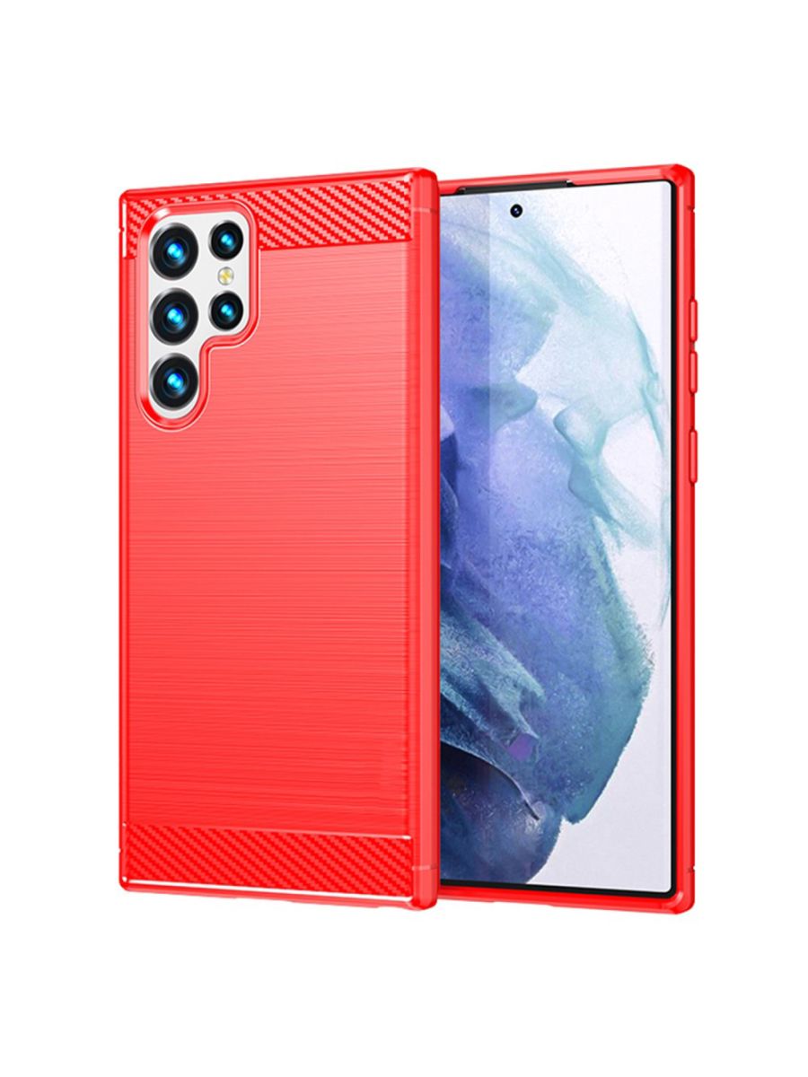 Brodef Carbon Силиконовый чехол для Samsung Galaxy S22 ultra Красный