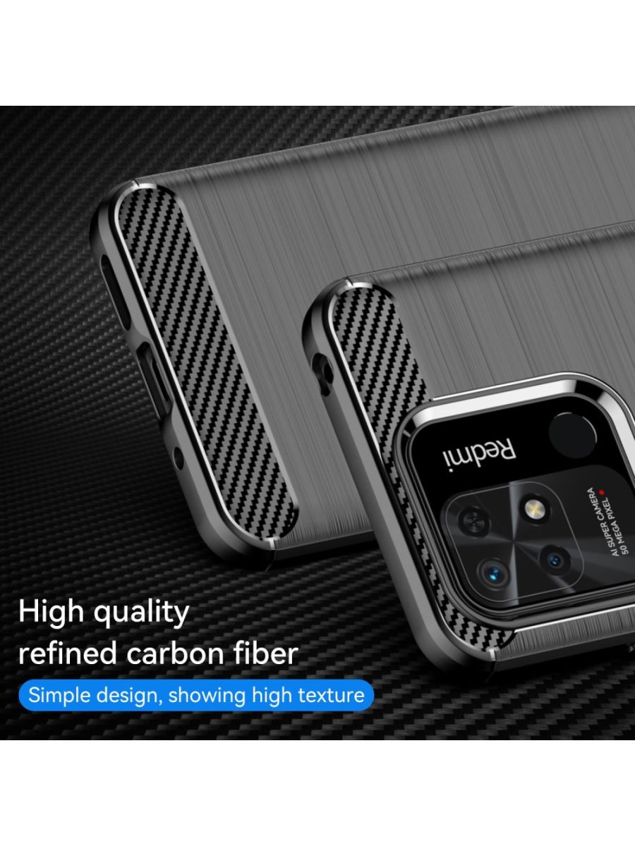 Brodef Carbon Силиконовый чехол для Xiaomi Redmi 10C Черный