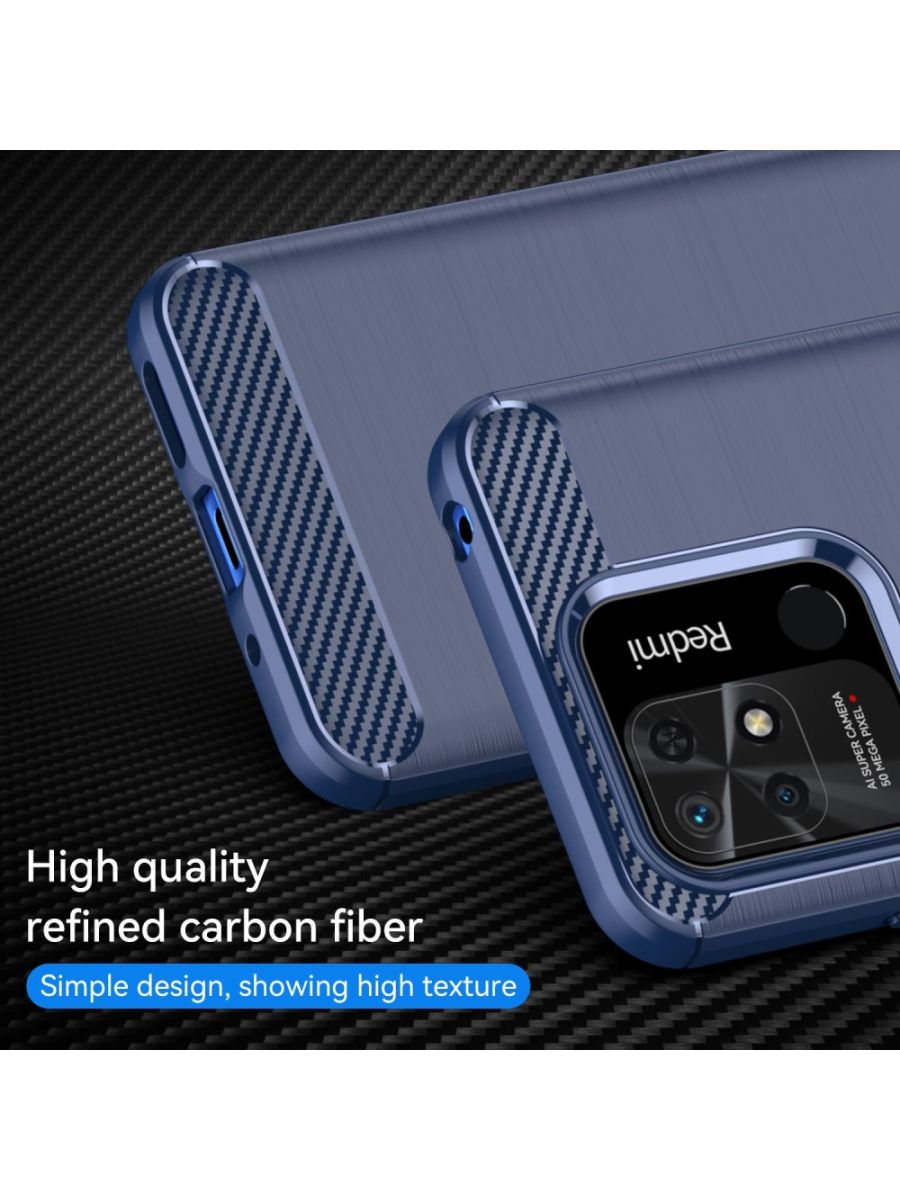 Brodef Carbon Силиконовый чехол для Xiaomi Redmi 10C Синий