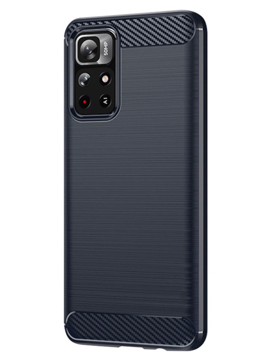 Brodef Carbon Силиконовый чехол для Xiaomi Poco M4 Pro 5G Синий