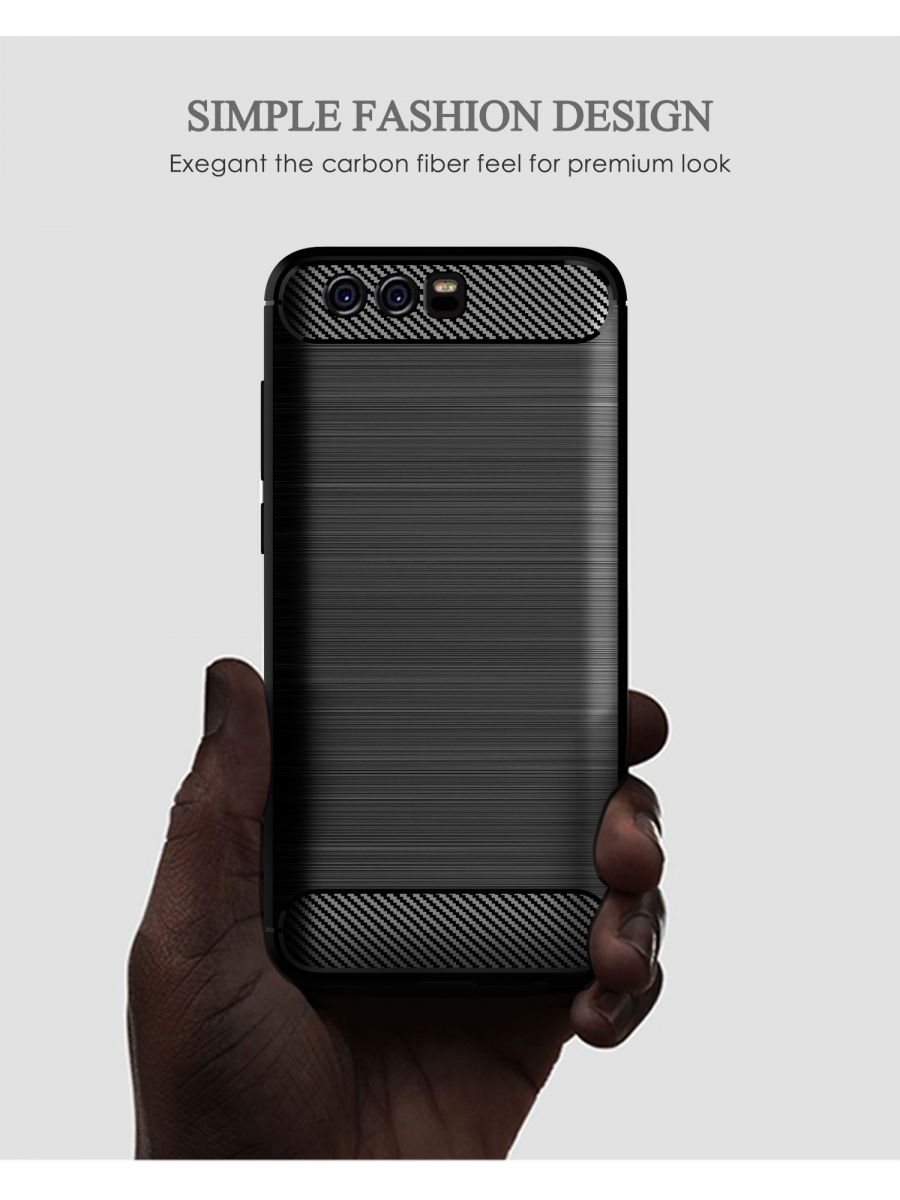 Brodef Carbon Силиконовый чехол для Huawei Honor 9 Черный