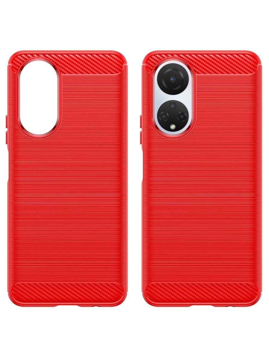 Brodef Carbon Силиконовый чехол для Huawei Honor X7 Красный