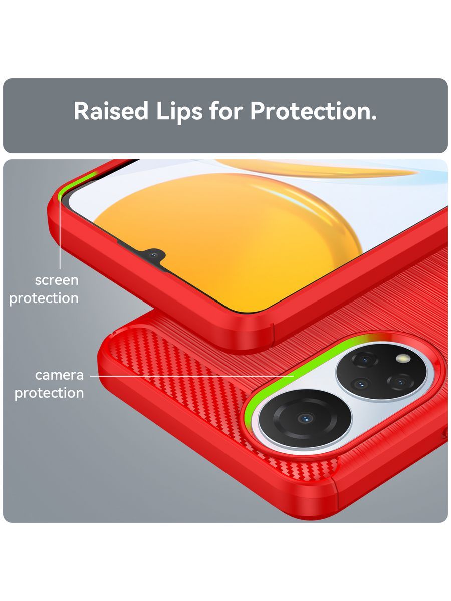 Brodef Carbon Силиконовый чехол для Huawei Honor X7 Красный