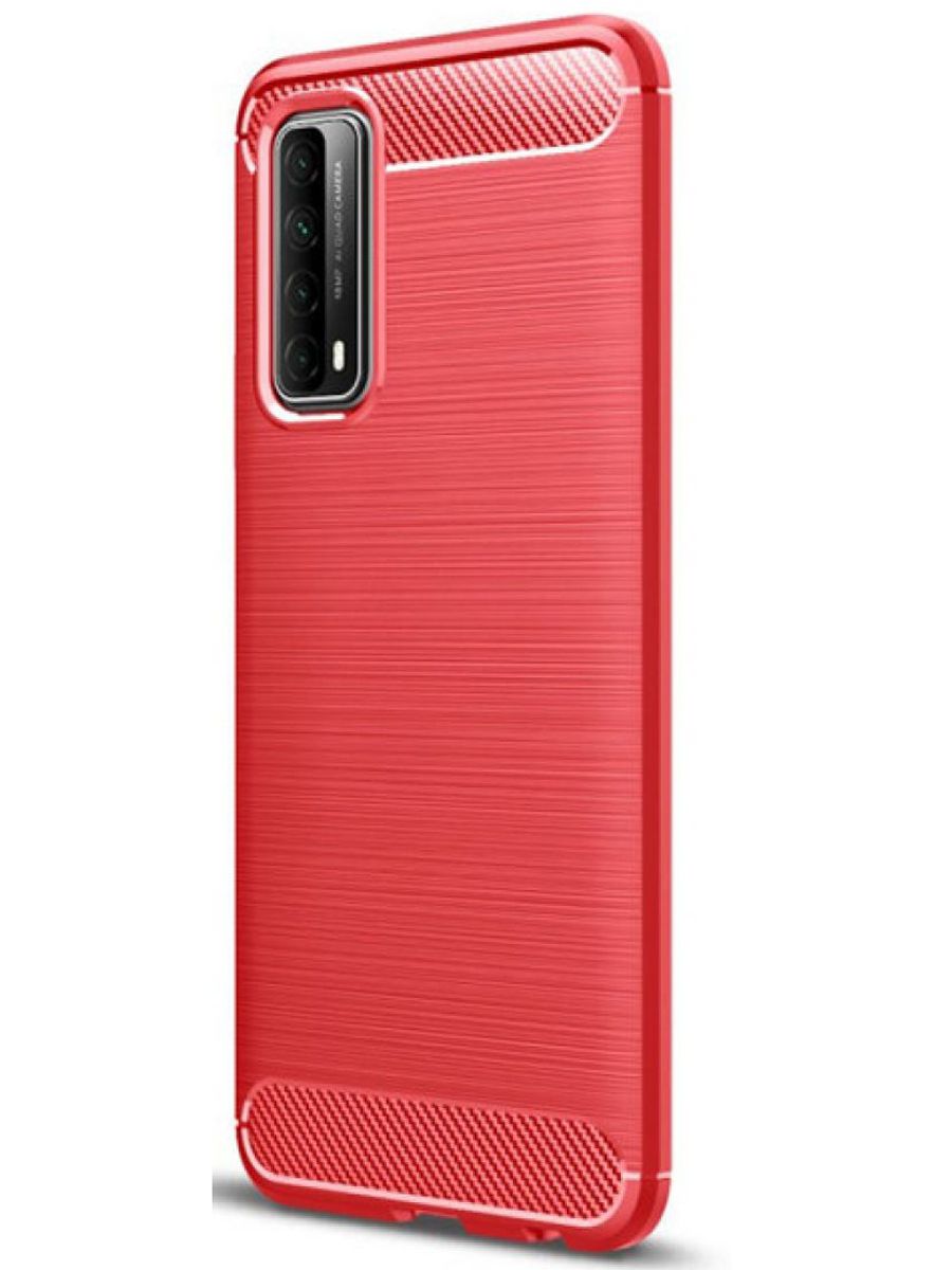 Brodef Carbon Силиконовый чехол для Huawei P Smart 2021 красный
