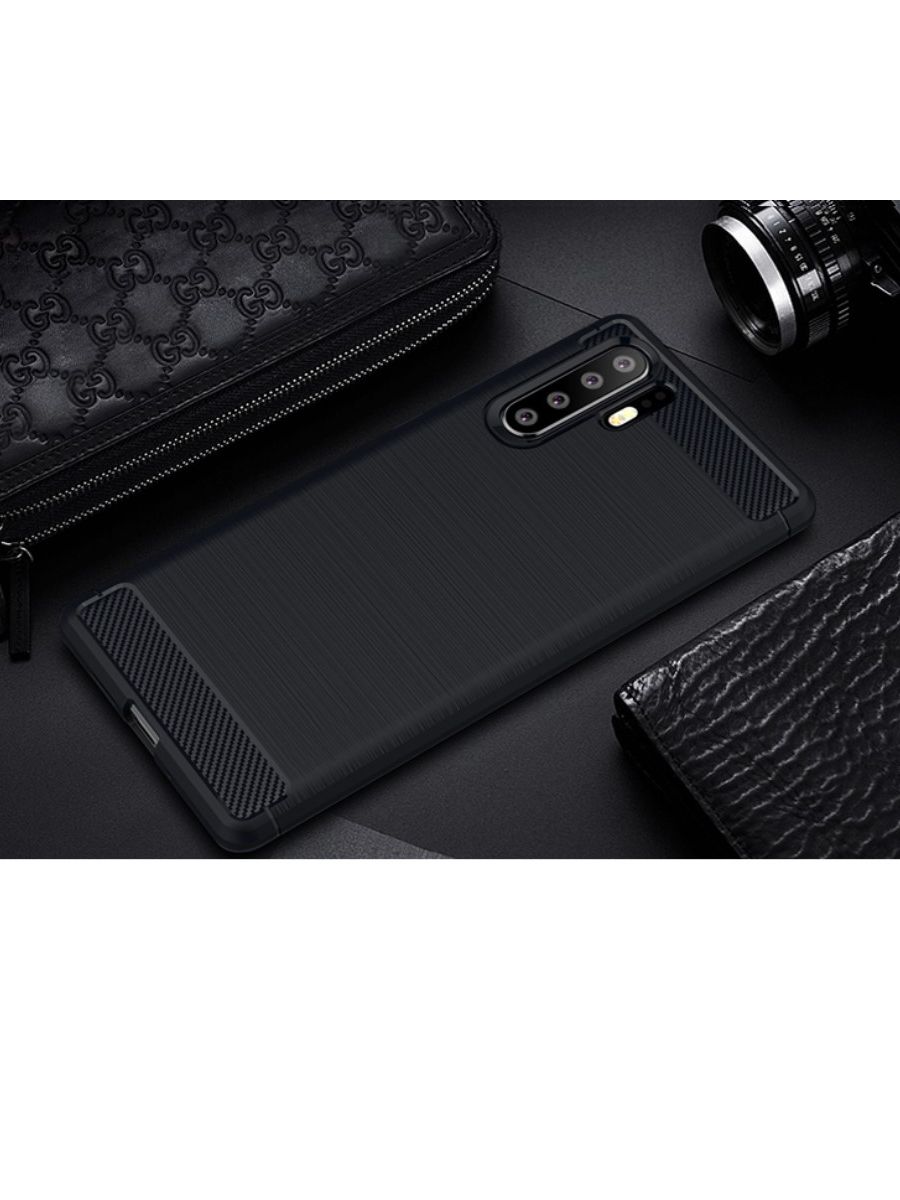 Brodef Carbon Силиконовый чехол для Huawei P30 Pro Черный