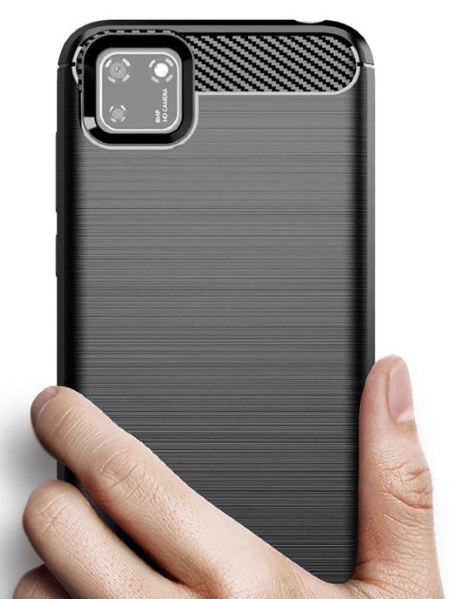 Brodef Carbon Силиконовый чехол для Huawei Y5p / Honor 9S черный